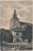 Höltövény, Heldsdorf, Halchiu; Kirche und Gemeindehaus. Peter Dück / templom és községháza / church and town hall (EK)