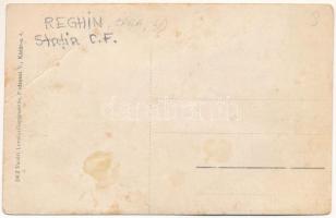 Szászrégen, Sächsisch-Regen, Reghin; Vasútállomás, gőzmozdony, vonat. Vasúti Levelezőlapárusítás 240...