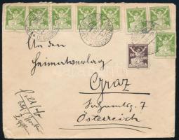 1922 Levél 9 db bélyeggel / Cover with 9 stamps to Graz