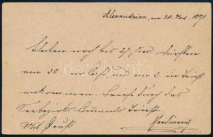 1891 Díjkiegészített díjjegyes levelezőlap Ausztriába / PS-card with additional franking to Austria