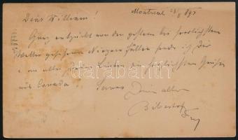 1893 Díjkiegészített díjjegyes levelezőlap, elfogazott bélyegpárral / PS-card with additional franki...