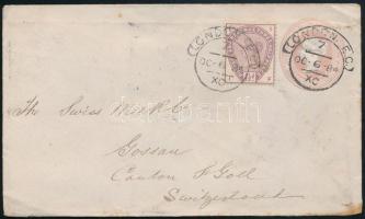 1884 Díjkiegészített díjjegyes boríték / PS-cover with additional franking "LONDON"