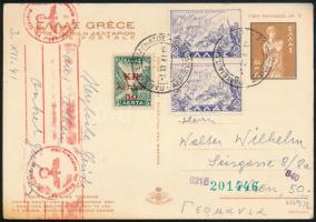 1941 Díjkiegészített díjjegyes levelezőlap, cenzúrázva / Censored PS-card with additional franking