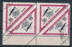 1952 Madarak 60f ívszéli négyestömb elfogazva