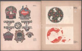 4 tábla linómetszet a Díszítőművészet 1900-körüli számaiból. dekoratív alkalmazott grafika gyűjtemény. 25x21 cm