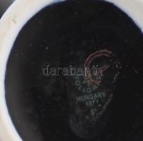 Hollóházi kobaltkék festésű váza és 2 darab ékszertartó edény, jelzett, hibátlan, m: 14,5 cm