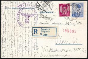 1940 Ajánlott cenzúrázott képeslap / Registered censored postcard