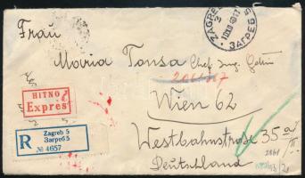 1940 Ajánlott cenzúrázott expressz levél / Registered censored express cover