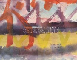 Misch Ádám (1935-1995): Út mentén (cím nélkül), 1965. Akvarell, papír, jelezve jobbra lent: Misch 14...