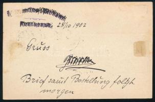 1902 Díjkiegészített díjjegyes levelezőlap / PS-card with additional franking