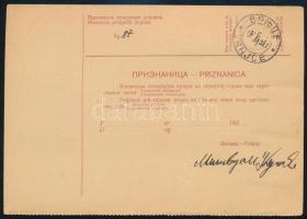 1921 Teljes csomagszállító 5 db bélyeggel / Complete parcel card with 5 stamps