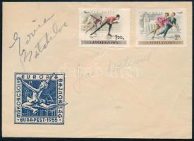 Jean Thomson Westwood (1931 ? 2022) brit jégtáncos és Edvin M... aláírása 1955 Műkorcsolya EB FDC-n
