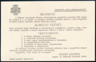 1927 MANSZ Magyar Asszonyok Nemzeti Szövetsége alakulóülésre szóló meghívó levelezőlap