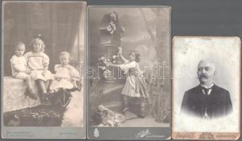 1862-1920 6 db vizitkártya, csoportkép, kabinetfotó, stb azonosításra váró személyekkel