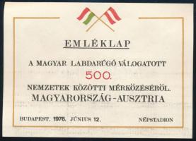 1976 emléklap a magyar labdarúgó válogatott 500. mérkőzéséről