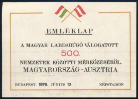 1976 emléklap a magyar labdarúgó válogatott 500. mérkőzéséről