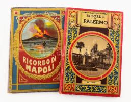 cc 1900 2 db Ricordo di Palermo és Napoli kihajtható üdvözlőlap 32-32 klf képpel. Jó állapotban