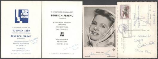 Aláírásgyűjtemény: Oltványi Ottó újságíró, tudósító, sportvezető, Johanna Maltz német színésznő, Benesch Ferenc iparművész (2x),