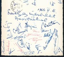 1964 MAgyar labdarúgócsapat tagjai által hazaküldött, aláírt képeslap Ausztriából:Kalmár, Koltai, Fe...