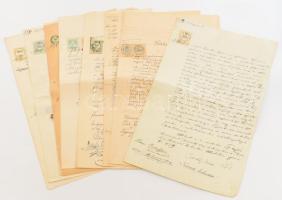 ca 1850-1890 10 db okmánybélyeges irat többféle kiadásból