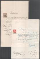 ca 1910 10 db Miskolc környéki okmánybélyeges irat többféle kiadásból