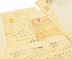 ca 1910 10 db Miskolc környéki okmánybélyeges irat többféle kiadásból