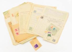 ca 1880-1920 Kb 50 db Miskolc, Kassa környéki okmánybélyeges okmány, számla, stb kereskedőktől, iparosoktól, hivatalos szervektől, fuvarlevelek, stb