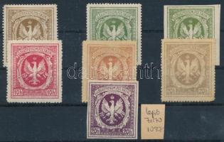 1916 Lengyel légió fogazott + vágott adománybélyeg összeállítás