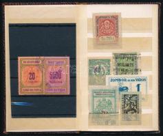 ca 1910-1940 Városi illetékbélyeg gyűjtemény, kis berakóban kb 40 bélyeg