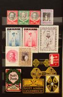 1914-1918 Tartalmas világháborús propaganda levélzáró és segély bélyeg gyűjtemény, közepes berakóban...