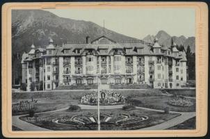 cca 1890 Magas-Tátra, Tátrafüred, Nagy szálló (Grand Hotel), keményhátú fotó (leporellóból), hátoldalán ragasztás nyomával, 10,5x16,5 cm / Vysoké Tatry, High Tatras, vintage photo, with gluemark on the back