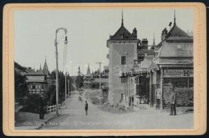 cca 1890 Magas-Tátra, Új Tátrafüred, Kertész Tódor emléktárgy üzlete, keményhátú fotó 10,5x16,5 cm / Novy Smokovec, High Tatras, vintage photo,