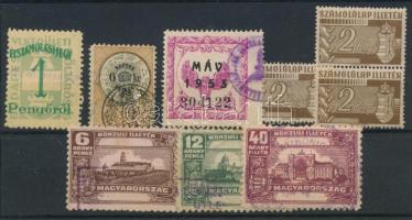 Konzuli illeték, naptárbélyeg, számolólap illeték, MÁV bélyeg, VI. Ker. elöljáróság összeállítás.