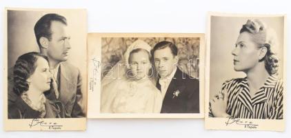 3 darab portréfotó, Azra foto Backa Topola, 14,5x10 cm