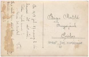 1913 Priszlop, Prislop (Máramaros, Maramures); kirándulók / hikers. photo (ragasztónyom / glue mark)