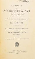 Prof Dr. Th[edor] Kitt: Lehrbuch der Pathologischen Anatomie der Haustiere für Tierärzte und Studierende der Tiermedizin. II. Band. Stuttgart, 1906, Ferdinand Enke, IV+4+754+4 p.+III t. Német nyelven. Dritte Auflage. Szövegközti fekete-fehér illusztrációkkal és 3 színes képtáblával. Német nyelven. Kiadói egészvászon-kötés, festett lapélekkel, kissé kopott borítóval, néhány ceruzás aláhúzással.