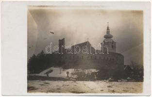 1917 Sepsiszentgyörgy, Sfantu Gheorghe; Református vártemplom télen / Calvinist castle church in winter. photo (EK)