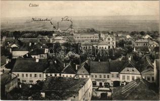 Cáslav, general view with synagogue, Lebmann's restaurant. Edit. J. Levy (EB)
