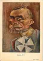 Sztójay Döme. Nemzetiszocialista-ellenes gúnyos karikatúra / Hungarian sympathizer of Nazis. WWII Hungarian anti-NS mocking caricature s: Gatto Nero (Wittmann Rezső) (EK)