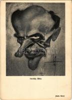 Imrédy Béla miniszterelnök, náci-szimpatizáns. Nemzetiszocialista-ellenes gúnyos karikatúra / Prime Minister Béla Imrédy, sympathizer of the Nazis. WWII Hungarian anti-NS mocking caricature s: Gatto Nero (Wittmann Rezső) (EB)