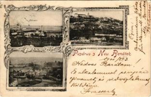 1901 Benátky nad Jizerou, Nové Benátky, Benátek; Cukrowar, Továrna na Carborundum, Pohled / sugar factory, carborundum factory, general view. Art Nouveau, floral (wet damage)