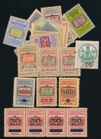 1945 Budapest forgalmi adóbélyegek felülnyomott inflációs címletek, összeállítás