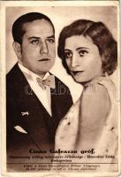 Ciano Galeazzo gróf Olaszország külügyminisztere és felesége Mussolini Edda Budapesten. Tolnai Világlapja / Galeazzo Ciano, Italian Foreign Minister, and his wife Edda Mussolini, daughter of Benito Mussolini (Italian fascist leader), visiting Budapest (szakadások / tears)