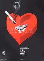 Tamássi Zoltán (1912-1997): Az egészséges szív tovább dobog. Plakát, Egészségügyi Minisztérium, cca 1975, 67x47 cm