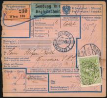 1926 Csomagszállító Bécsből portózva "VINKOVCI" / Parcel card with postage due