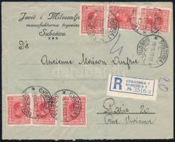 1930 Ajánlott levél 6 bélyeggel Párizsba / Registered cover to Paris