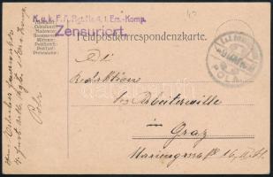 1915 Tábori posta levelezőlap / Field postcard "K.u.k. F.A.Rgt. Nr.4.1. Ers-Komp." + "POLA"