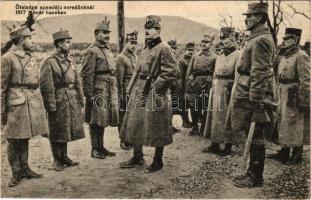 1918 Őfelsége szemléje ezredünknél 1917 január havában, IV. Károly király, osztrák-magyar katonák. Kép a "Tizenhetesek" című hadi emlékkönyvből / Charles I of Austria visiting the battlefield, Austro-Hungarian K.u.k. soldiers + "Tábori postahivatal 417"