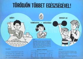 cca 1960 Törödjön többet egészségével! Plakát, Pénzjegynyomda, 48x66 cm
