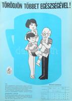 cca 1960 Törödjön többet egészségével! Plakát, Pénzjegynyomda, minimális lapszéli szakadással, 48x66,5 cm